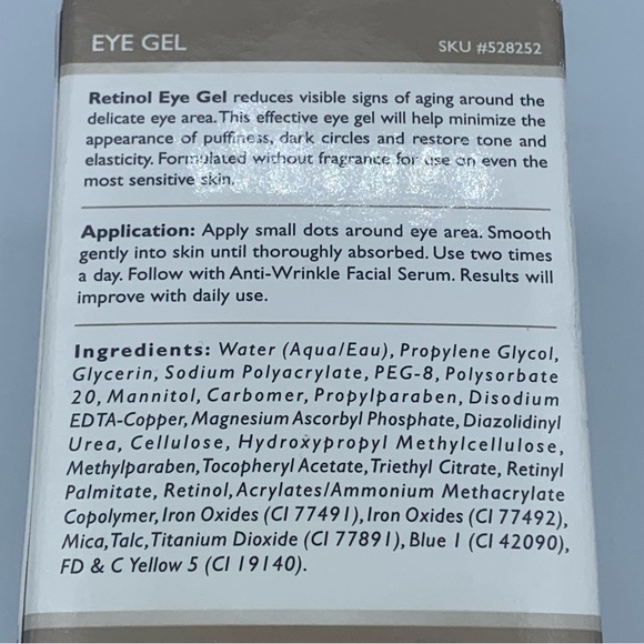 NEW Retinol Vitamin Enriched Anti-Wrinkle Eye Gel 0.7oz Skincare Cosmetics - Picture 3 of 4